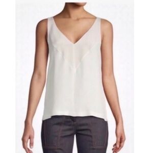 Derek Lam Sidone Sleeveless Silk V Neck Blouse- 2,4
